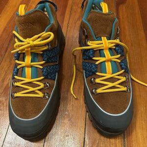 Lanvin Brown and Blue Athletic Shoes with Yellow Accents